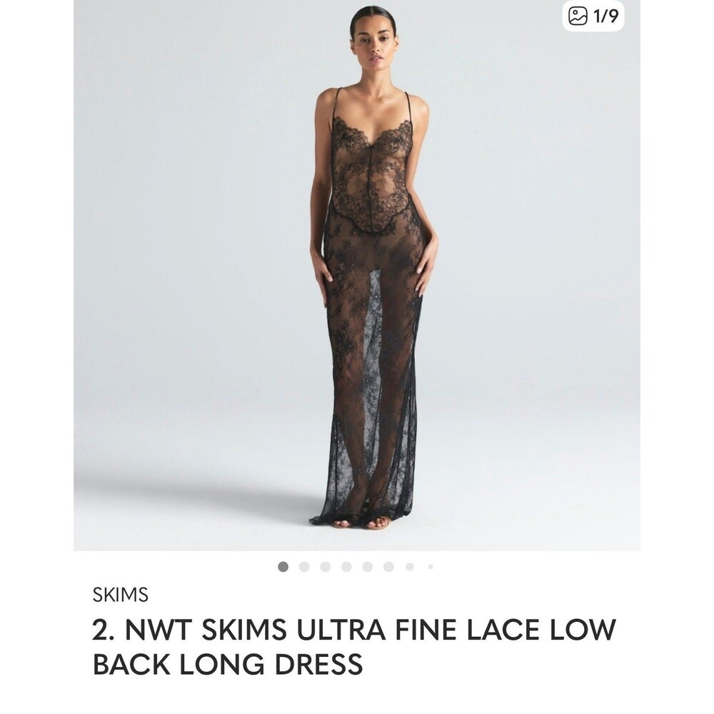 Skims Ultra Fine Lace Lowback long dress Nwt - Picture 8 of 8